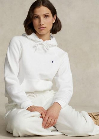 White Women’s Ralph Lauren Shrunken Fit Fleece  Hoodie