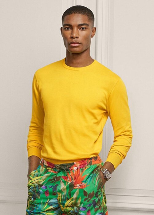 Yellow Men’s Ralph Lauren Cotton Crewneck Jumper Sweaters Yellow Men’s Ralph Lauren Cotton Crewneck Jumper Sweaters