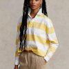 Yellow / White Women’s Ralph Lauren Striped Cropped Jersey Rugby Polo Shirts
